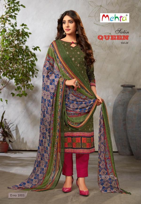 Mehta Satin Queen Vol-28 Glaze Cotton Designer exclusive Dress Material